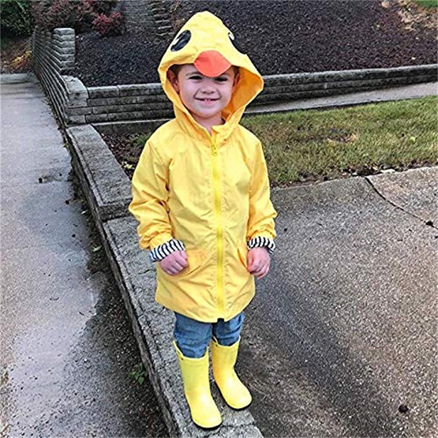 Toddler Baby Boy Girl Duck Rain Jacket Cute Cartoon Yellow Raincoat Hoodie Kids Coat Fall Winter School Outfit